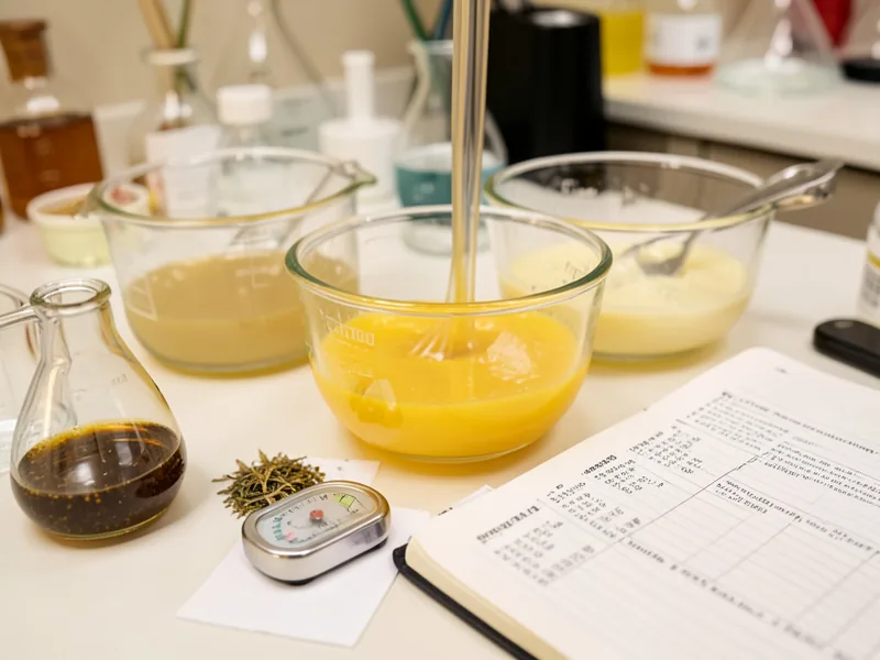 Expert cosmetic formulation laboratory process close-up